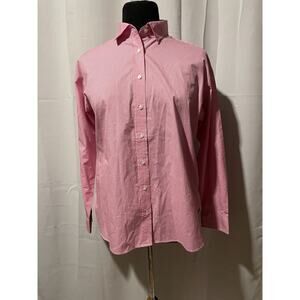 J. McLAUGHLIN Shirt Womens Size XL Button Down Cotton White Red Striped Classic